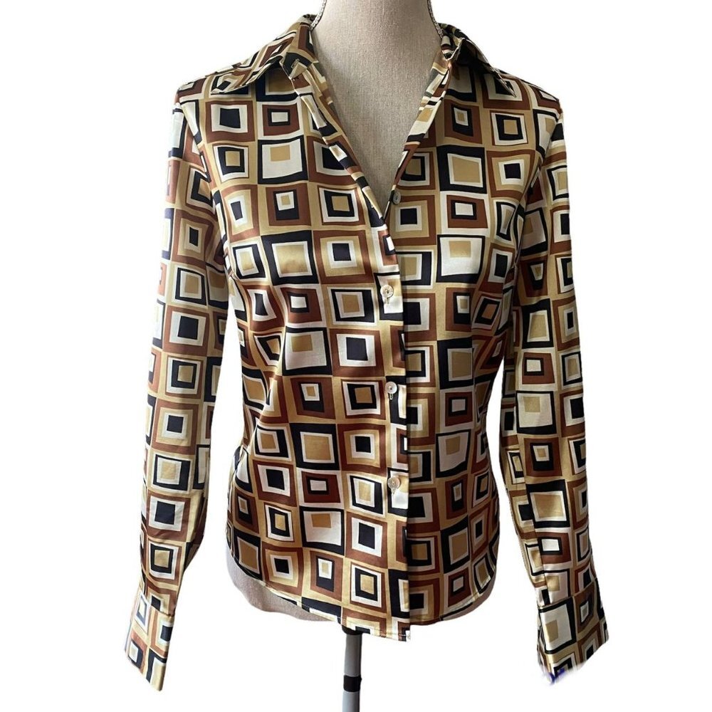 Geometric Patterned Button Down Shirt